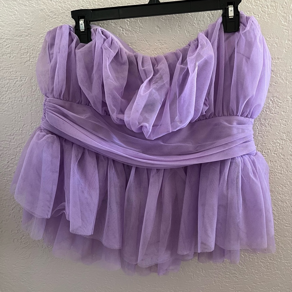 Anthropologie Strapless Tulle Top